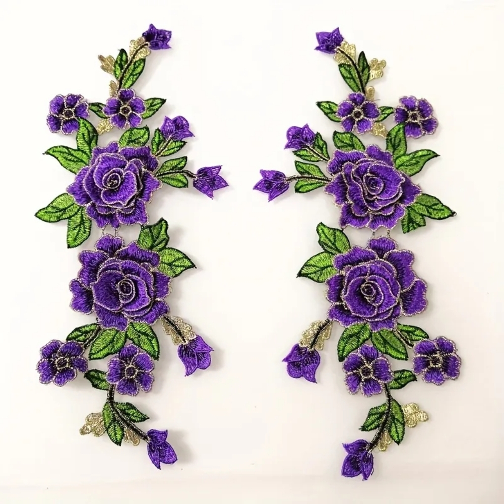 2pc Floral Embroidered Appliques